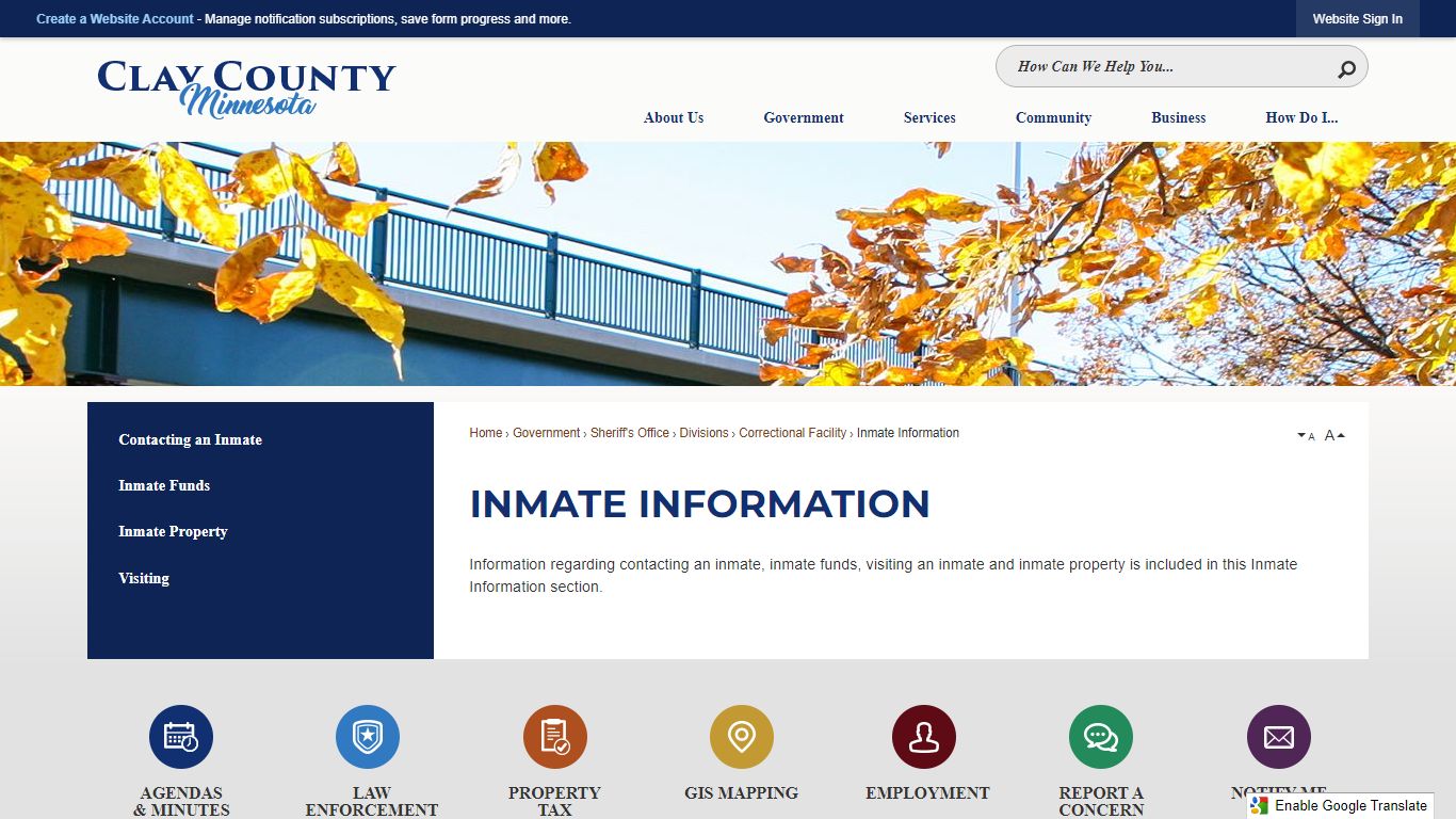 Inmate Information | Clay County, MN - Official Website